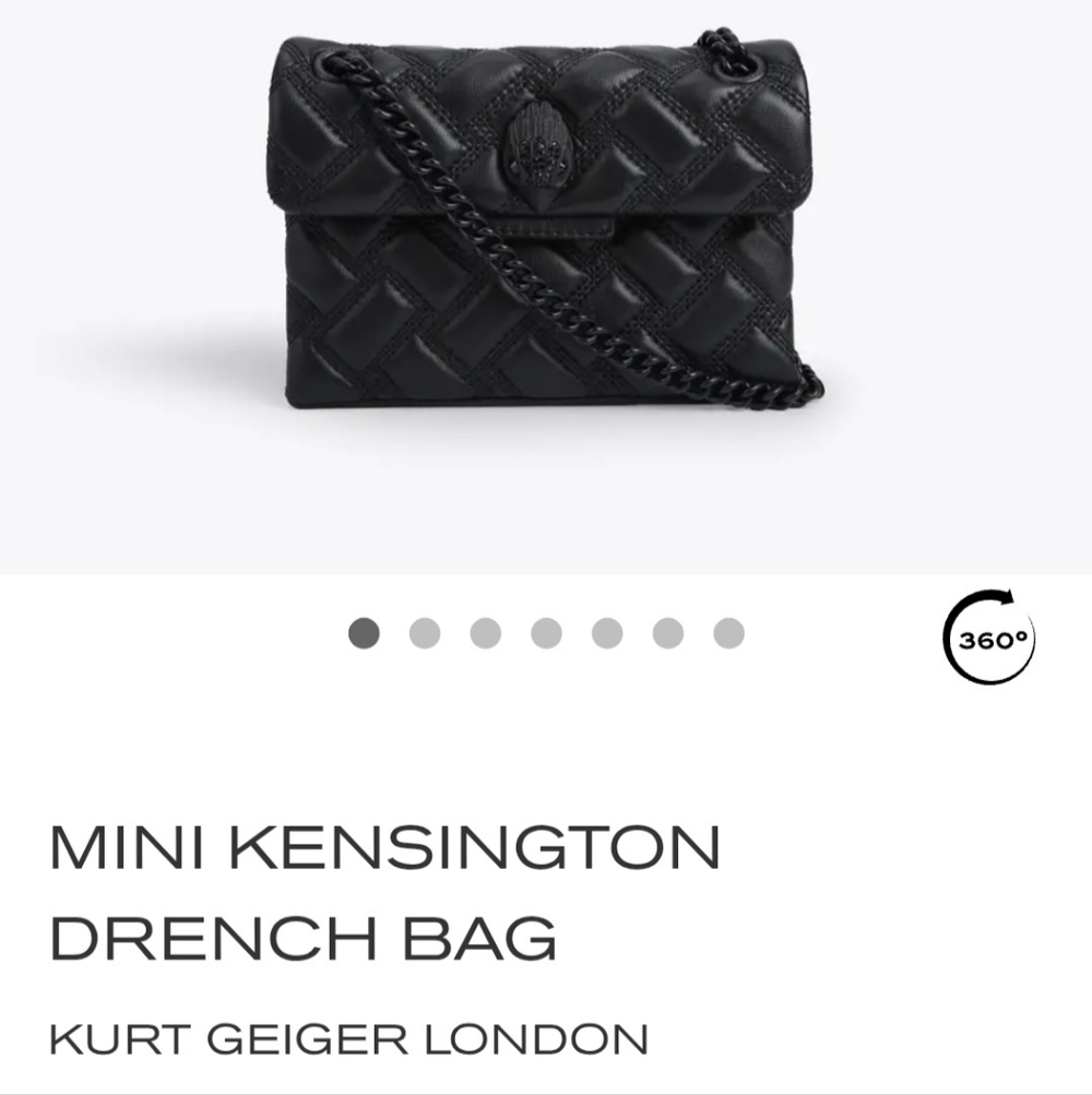 Kurt Geiger Drenched Black Quilted Chain Bag
